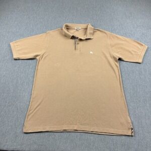 Burberry Polo Shirt Mens Small Brown Pique Cotton Short Sleeve Golf Casual